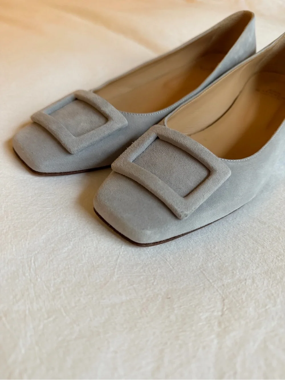 Ann Mashburn Suede Buckle Square-Toe Ballet Flats size 39